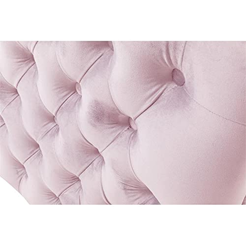 Lilola Home Bayberry Pink Velvet Sofa with 3 Pillows