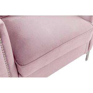 Lilola Home Bayberry Pink Velvet Sofa with 3 Pillows