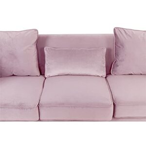 Lilola Home Bayberry Pink Velvet Sofa with 3 Pillows