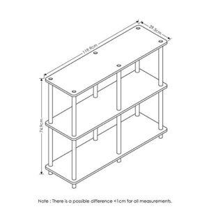 Furinno (99557BE/WH Turn-N-Tube 4-Tier Multipurpose Shelf Display Rack - Beech/White & 99130BE/WH 3-Tier Double Size Storage Display Rack, Beech/White