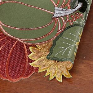 OWENIE Fall Pumpkins Placemats Set of 4,Thanksgiving Placemats with Embroidered Harvest Pumpkin and Leaves/Sunflowers, Fall Decor for Home, AutumnTable Mats, 15 Inch Round