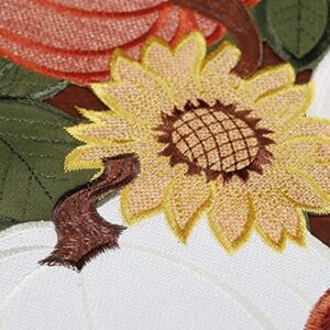 OWENIE Fall Pumpkins Placemats Set of 4,Thanksgiving Placemats with Embroidered Harvest Pumpkin and Leaves/Sunflowers, Fall Decor for Home, AutumnTable Mats, 15 Inch Round