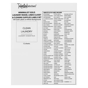 Talented Kitchen 144 Minimalistic Laundry Room Labels for Glass Jars, Preprinted Linen Closet Stickers for Containers, Bathroom Organization, Cleaning Supplies (Gold)