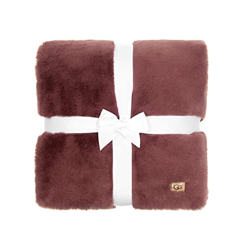 UGG 11067 Euphoria Plush Faux Fur Reversible Throw Cozy Fuzzy Fluffy Blanket Easy Care Machine Washable Hotel Style Luxury Home Decor Luxurious Soft Blanket for Sofa, 70 x 50-Inch, Mulberry