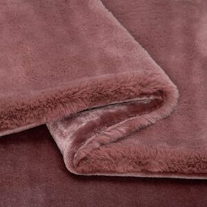 UGG 11067 Euphoria Plush Faux Fur Reversible Throw Cozy Fuzzy Fluffy Blanket Easy Care Machine Washable Hotel Style Luxury Home Decor Luxurious Soft Blanket for Sofa, 70 x 50-Inch, Mulberry