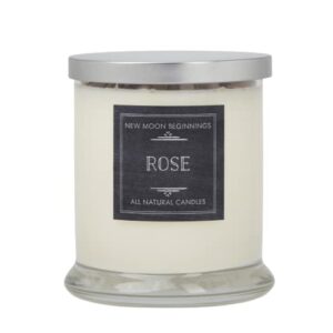 Rose Candle by New Moon Beginnings - Floral Scented Candle - Dried Flower & Crystal Candles - Love Candle - All Natural Soy Candle