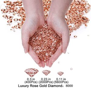 8000PCS Luxury Shiny Rose Gold Crystal Diamond for Wedding Bride Show Birthday Bachelorette Party Table Decorations