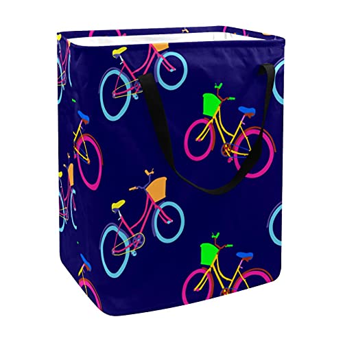 Bicicleta Bicycle Pattern Laundry Basket Large Cloth Organizer Bag Basket Foldable Laundry Hamper with Handles