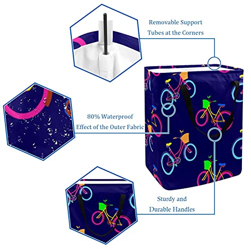 Bicicleta Bicycle Pattern Laundry Basket Large Cloth Organizer Bag Basket Foldable Laundry Hamper with Handles