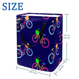 Bicicleta Bicycle Pattern Laundry Basket Large Cloth Organizer Bag Basket Foldable Laundry Hamper with Handles