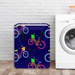 Bicicleta Bicycle Pattern Laundry Basket Large Cloth Organizer Bag Basket Foldable Laundry Hamper with Handles