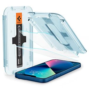 spigen tempered glass screen protector [glastr ez fit] designed for iphone 13 mini [case friendly] - 2 pack