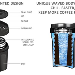 wirsh Iced Coffee Maker, Instant Beverage Chiller ready in One Minute, Wine Chiller with Lid for Wine,Alcohol,Cocktail,Juice,Tea,13 OZ, Patented Design