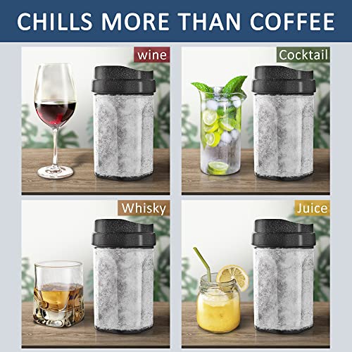 wirsh Iced Coffee Maker, Instant Beverage Chiller ready in One Minute, Wine Chiller with Lid for Wine,Alcohol,Cocktail,Juice,Tea,13 OZ, Patented Design