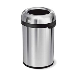 simplehuman 115 Liter / 30 Gallon Bullet Open Top Trash Can Commercial Grade, Heavy Gauge Brushed & 50 Liter / 13.2 Gallon Slim Open Top Trash Can, Commercial Grade Heavy Gauge Brushed Stainless Steel