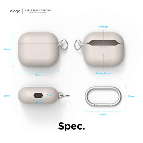 elago Liquid Hybrid Case Compatible with AirPods 3rd Generation Case - Compatible with AirPods 3 Case Cover, Triple Layer Protection, Keychain Included, Wireless Charging, Shock Resistant (Stone)