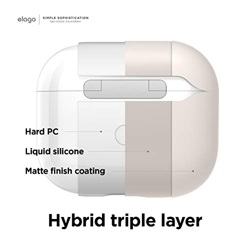 elago Liquid Hybrid Case Compatible with AirPods 3rd Generation Case - Compatible with AirPods 3 Case Cover, Triple Layer Protection, Keychain Included, Wireless Charging, Shock Resistant (Stone)