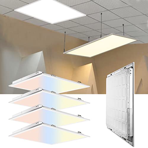 ETL Listed 4Pack 2x2 Led Flat Panel Light, 3CCT 3000K/4000K/5000K 0-10V Dimmable CRI90, 8000LM LED Light Drop Ceiling Fixture, Ceiling Panels LED Troffer LED Lay for Office Shop