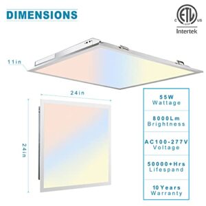 ETL Listed 4Pack 2x2 Led Flat Panel Light, 3CCT 3000K/4000K/5000K 0-10V Dimmable CRI90, 8000LM LED Light Drop Ceiling Fixture, Ceiling Panels LED Troffer LED Lay for Office Shop