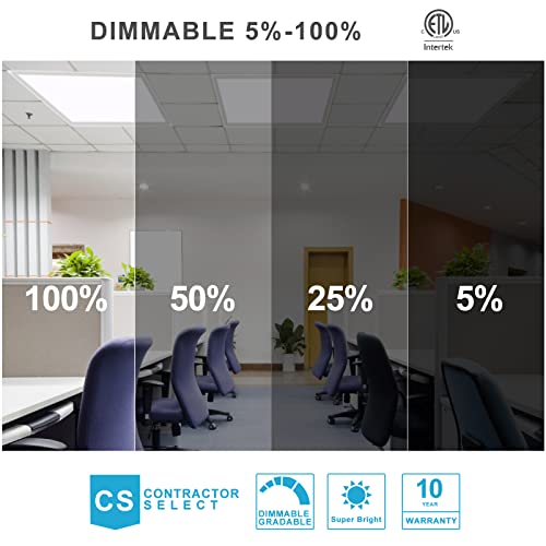 ETL Listed 4Pack 2x2 Led Flat Panel Light, 3CCT 3000K/4000K/5000K 0-10V Dimmable CRI90, 8000LM LED Light Drop Ceiling Fixture, Ceiling Panels LED Troffer LED Lay for Office Shop