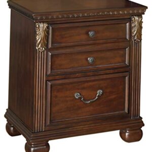 Signature Design by Ashley Leahlyn Traditional Ornate 7 Drawer Dresser, Warm Brown & Leahlyn Traditional 2 Drawer Nightstand, Warm Brown