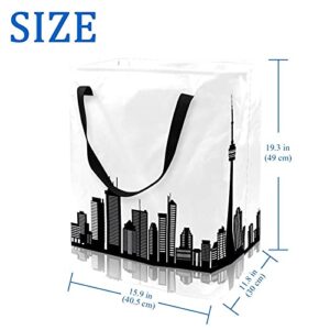 Canadian Toronto Black White Laundry Basket Large Cloth Organizer Bag Basket Foldable Laundry Hamper with Handles