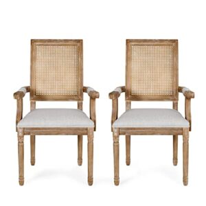 christopher knight home maria dining chair sets, light grey + natural