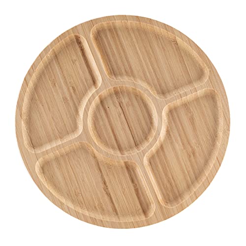 XKXKKE Wooden Divided Serving Dish With Compartments Meat and Cheese Bamboo Serving Tray Sectional Party Platter for Snacks Fruits Crackers