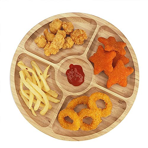 XKXKKE Wooden Divided Serving Dish With Compartments Meat and Cheese Bamboo Serving Tray Sectional Party Platter for Snacks Fruits Crackers