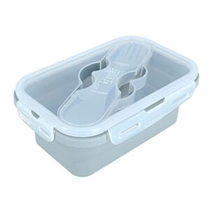 krumbs kitchen essentials collapsible silicone lunch container box food storage for school, work, travel friendly - gray