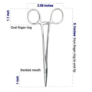 Chi-buy Pets ears/nose hair Puller Straight & Curved full serrated, stainless steel Home Hemostat Locking Forceps, Professional pet grooming tool for cats & dogs 2pcs set