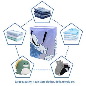 Japanese Wave Laundry Basket Large Cloth Organizer Bag Basket Foldable Laundry Hamper with Handles