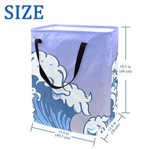 Japanese Wave Laundry Basket Large Cloth Organizer Bag Basket Foldable Laundry Hamper with Handles