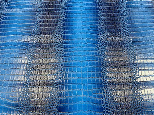 Backdrop King Inc, 53/54" Wide Gator Fake Leather Upholstery, 3-D Crocodile Skin Texture Faux Leather PVC Vinyl Fabric (1 Yard, Royal Blue)