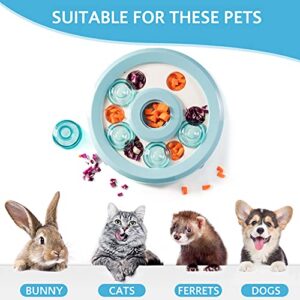 Antidious Interactive Pet Treat Game Rabbit Toys,Ferrets Toys, Slow Feeder Function Benefit for Digestion, Keep pet's Mind Active and Alert,Blue