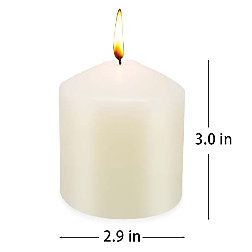 MISSYO 6 Pack 3x3 Inch Pillar Candles, 35 Hours Dripless Smokeless Unscented Candles for Home Weddings Restaurant Spa Church and Emergency Ivory