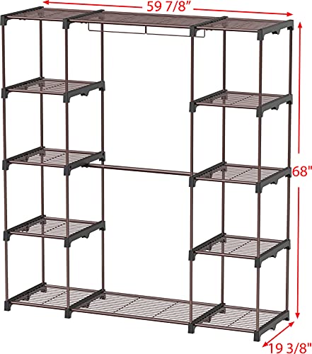 Simple Houseware Wardrobe Portable Closet Clothes Rack Shelf Organizer, Bronze