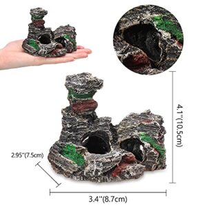 12 Pieces Fish Tank Plant with Rockery View Artificial Aquarium Plants Landscape Simulation Plastic Hydroponic Plants Mountain Rock Artificial Aquarium Plants for Fish Tank Betta