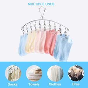Seropy Clothes Hanger with 10 Clips Laundry Drying Rack 6 Pack, Clothes Drying Rack Stainless Steel Sock Hangers Windproof Clip and Drip Hanger for Drying Socks, Bras, Towel, Underwear, Baby Clothes