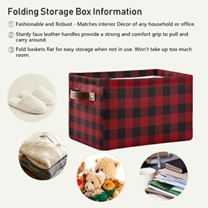 AUUXVA Storage Bins Basket Classic Buffalo Plaid, Collapsible Storage Cube Check Lattice Rectangle Storage Box with Handles for Shelf Closet Nursery Bedroom Home Office 2 Pack