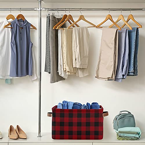 AUUXVA Storage Bins Basket Classic Buffalo Plaid, Collapsible Storage Cube Check Lattice Rectangle Storage Box with Handles for Shelf Closet Nursery Bedroom Home Office 2 Pack