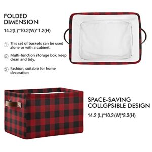 AUUXVA Storage Bins Basket Classic Buffalo Plaid, Collapsible Storage Cube Check Lattice Rectangle Storage Box with Handles for Shelf Closet Nursery Bedroom Home Office 2 Pack