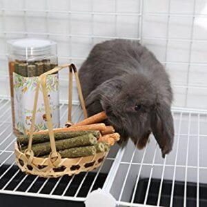 VCZONE Rabbit Chew Toys for Teeth, Timothy Grass Carrot Sticks for Guinea Pig Hamster Chinchilla Squirrel Bunny Small Animals (Timothy + Carrot)