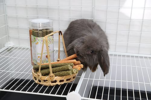 VCZONE Rabbit Chew Toys for Teeth, Timothy Grass Carrot Sticks for Guinea Pig Hamster Chinchilla Squirrel Bunny Small Animals (Timothy + Carrot)