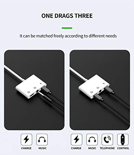 Compatible for iPhone Headphone Adapter Compatible with Lightning to 3.5mm Audio Jack and Charger Dongle Earphone Splitter 11 12Mini pro xs xr x 7 8Plus for Ipad Converter charging connector for Apple