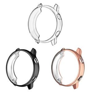 3 pack - fintie case compatible with samsung galaxy watch active 40mm (not fit for active 2), premium soft tpu screen protector all-around protective bumper shell cover, black, clear, rose gold