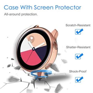 3 Pack - Fintie Case Compatible with Samsung Galaxy Watch Active 40mm (Not Fit for Active 2), Premium Soft TPU Screen Protector All-Around Protective Bumper Shell Cover, Black, Clear, Rose Gold