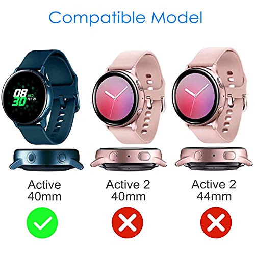 3 Pack - Fintie Case Compatible with Samsung Galaxy Watch Active 40mm (Not Fit for Active 2), Premium Soft TPU Screen Protector All-Around Protective Bumper Shell Cover, Black, Clear, Rose Gold