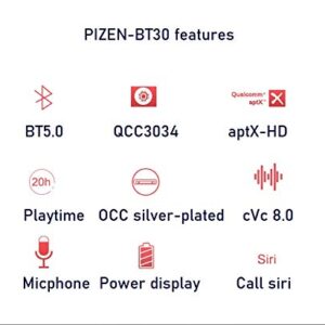 Pizen Neckband Wireless Bluetooth Cable for IEM,APTX-HD/APTX/AAC,4 Core Silver Plated Cable,IPX5 Waterproof,mmcx Bluetooth Adapter Cable for Shure SE425,SE535,SE846,UE900S,Sony XBA,Fiio