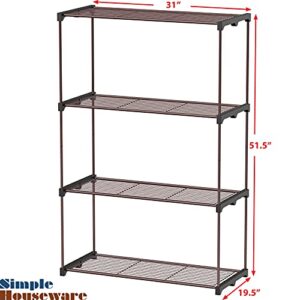 Simple Houseware 4 Tiers Wire Shelving Freestanding Organizer Storage Rack, Bronze